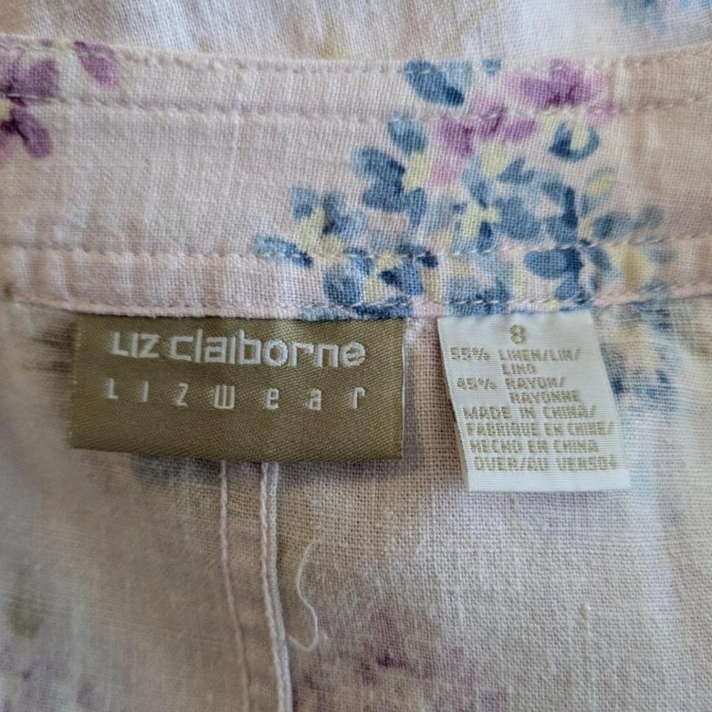 Vintage Liz Claiborne Lizwear Hydrangea Linen Midi Skirt Size 8 - Picture 6 of 6